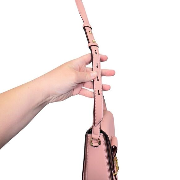Alexis Bittar Dusty Pink Crossbody TWISTED GOLD LEATHER SADDLE BAG IN DUSTY PINK - Picture 5 of 16